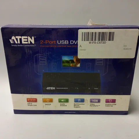 DESKTOP USB DVI AUDIO SLIM KVM SWITCH 2 PORT ATEN CS72D, 1920 X 1200 @ 60 HZ