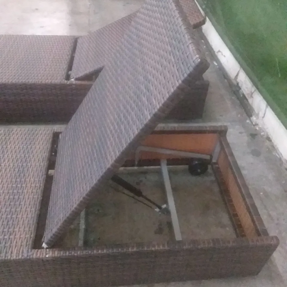X2 RATTAN EFFECT SUNLOUNGERS BROWN