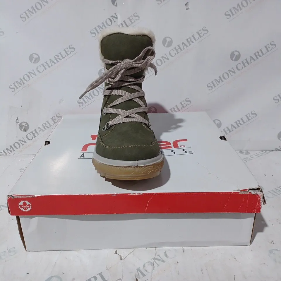 BOXED pair of RIEKER ANTISTRESS HIKING BOOTS, KHAKI - SIZE 6