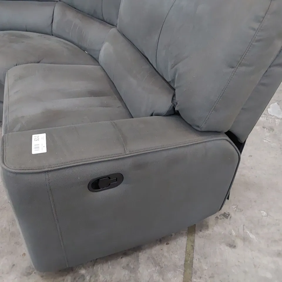 DESIGNER MANUAL RECLINING LARGE CORNER GROUP GREY MACAU FABRIC 