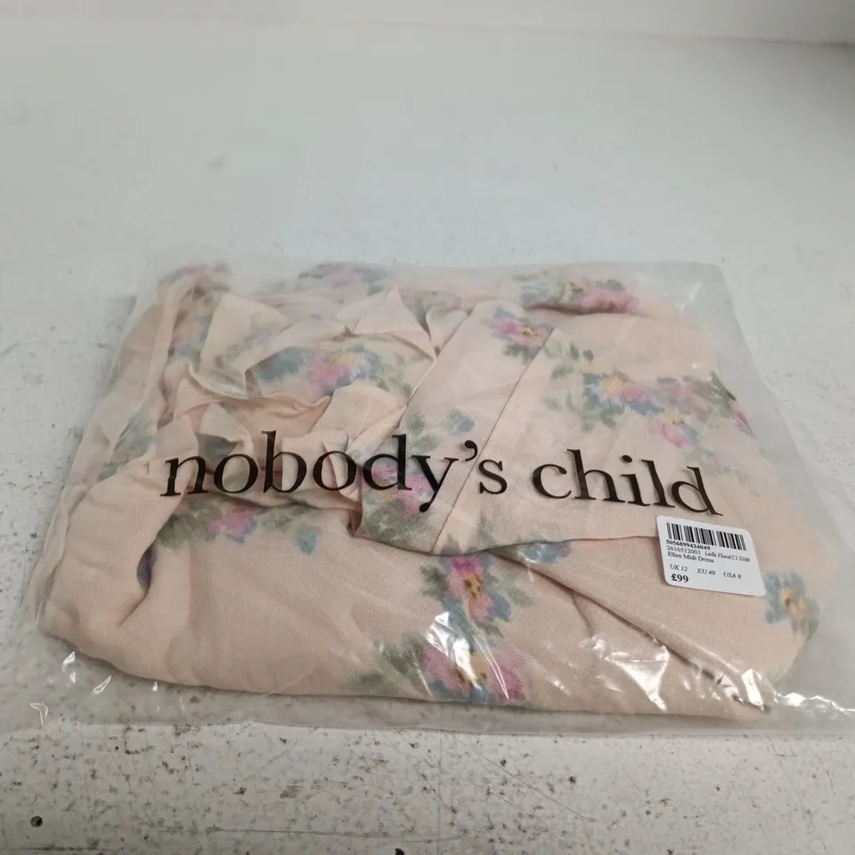 NOBODY'S CHILD ELLEN MIDI DRESS – PINK FLORAL – UK 12 (EU 40, USA 8)