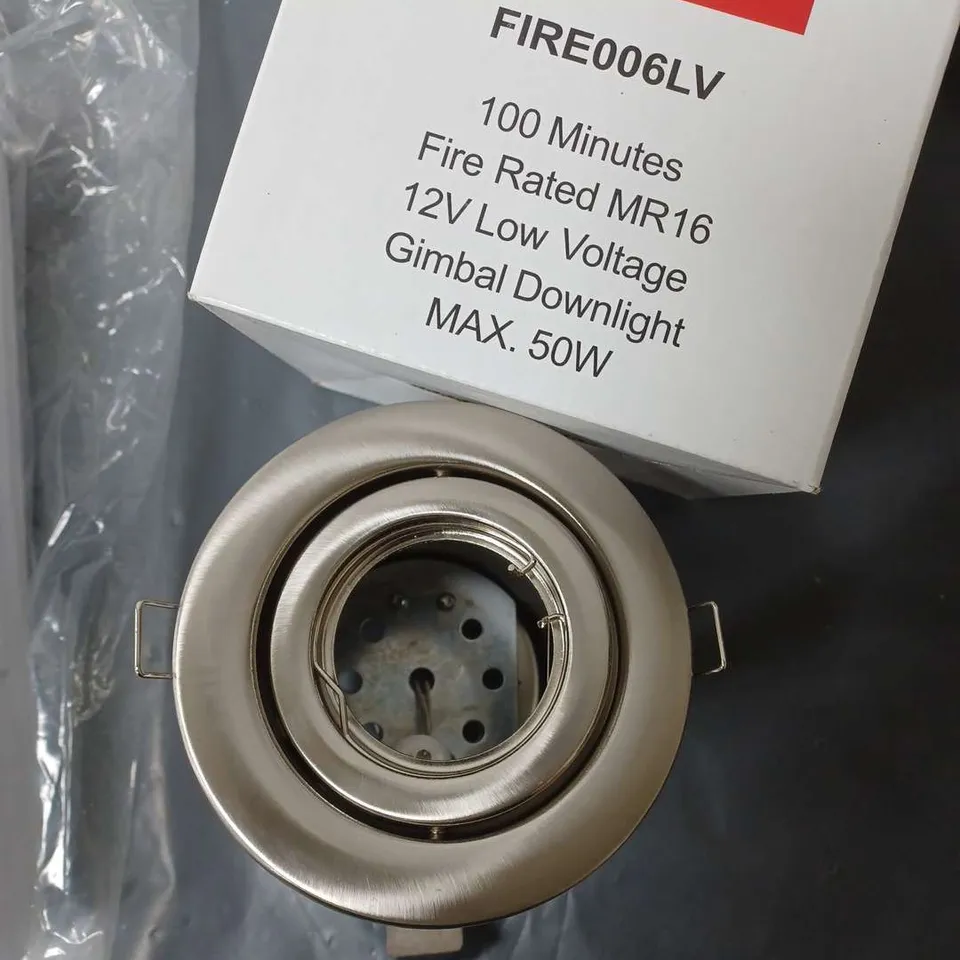 CAGE OF APPROXIMATELY 50 LVE 35012M MAINTAINED 12V 50W REMOTE ENERGY PACKS, AND APPROX. 80 12V LOW VOLTAGE GIMBAL DOWNLIGHTS