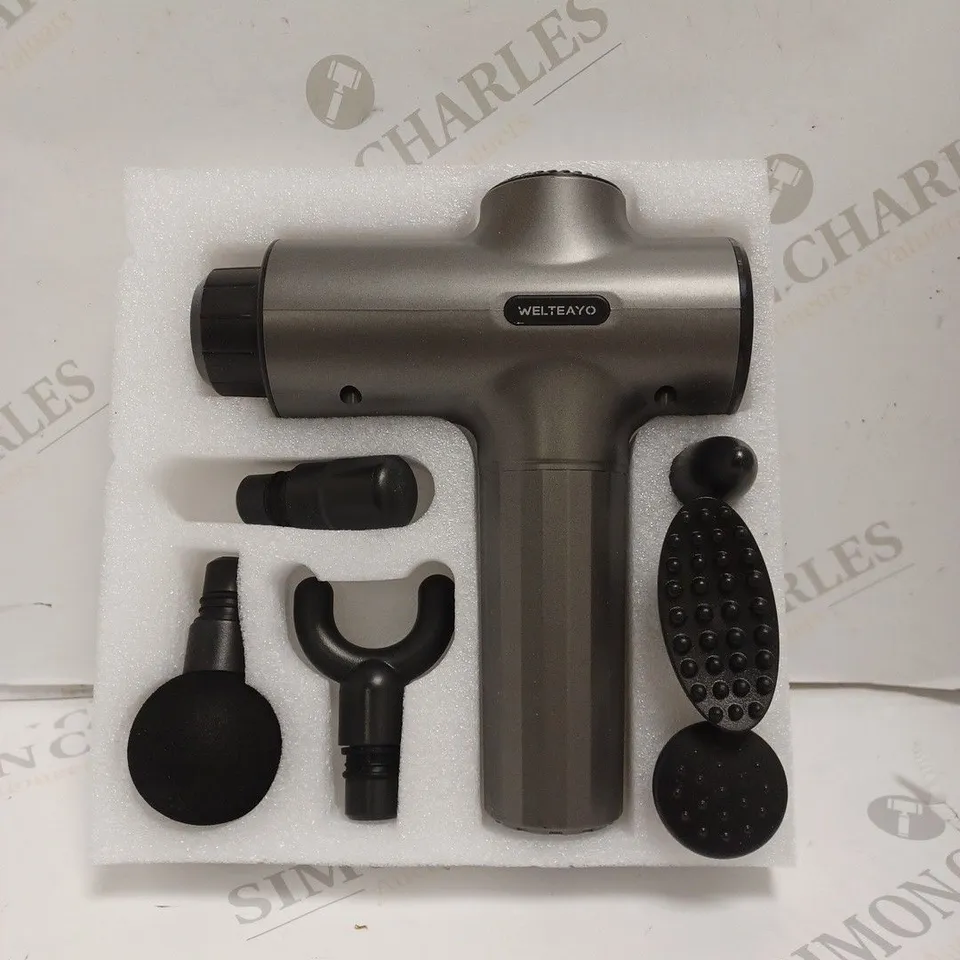 BOXED WELTEAYO MASSAGE GUN. 