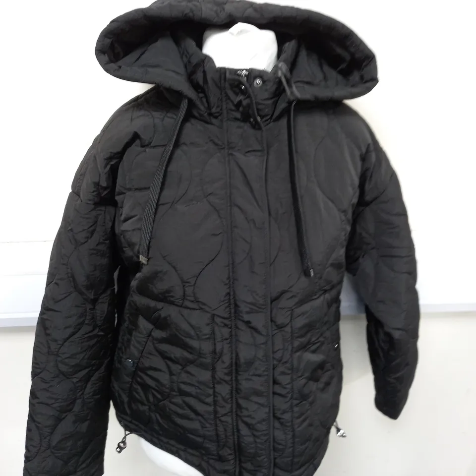 F&F QUILTED BLACK COAT - UK 12
