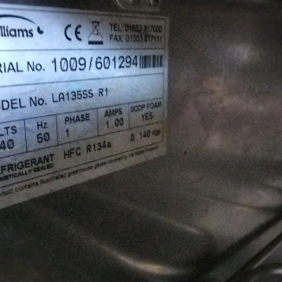 WILLIAMS LA135SS R1 COMMERCIAL UNDERCOUNTER SINGLE DOOR FREEZER