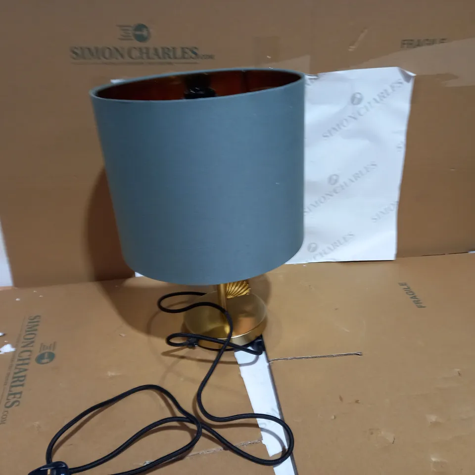 ALISON CORK GINKGO LEAF TABLE LAMP - GOLD AND DUCK EGG