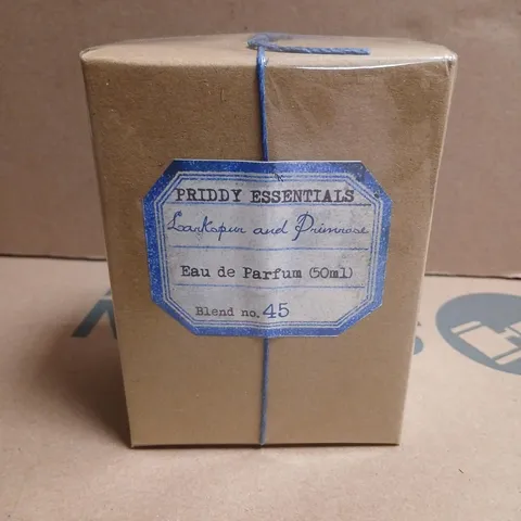 BOXED AND SEALED PRIDDY ESSENTIALS LARKSPIN AND PRIMROSE EAU DE PARFUM 50ML BLEND NO.45