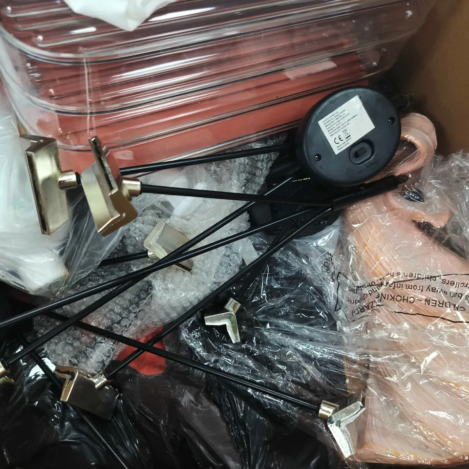 BOX OF APPROXIMATELY 10 ASSORTED HOUSEHOLD ITEMS TO INCLUDE BABYLISS HOT AIR BRUSH, ETC - COLLECTION ONLY