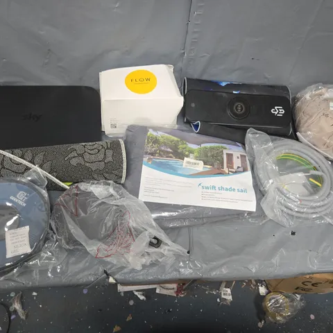 BOX OF APPROXIMATELY 15 ASSORTED HOUSEHOLD ITEMS TO INCLUDE - GEEETECH 3D PRINTER FILAMENT, SKY WIFI BOX, AND FLOW HEADSET PADS ETC. 