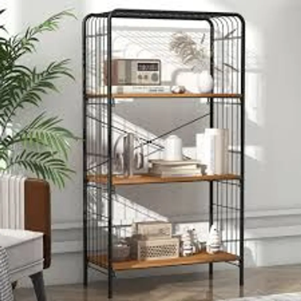 BOXED COSTWAY 3 SHELF WOOD EFFECT AND BLACK OPEN BACK BOOKCASE