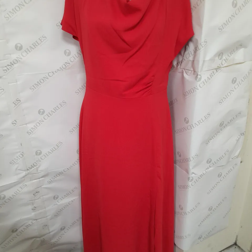 COAST HIGH NECK FLARE SKIRT MIDI DRESS IN RED SIZE 12