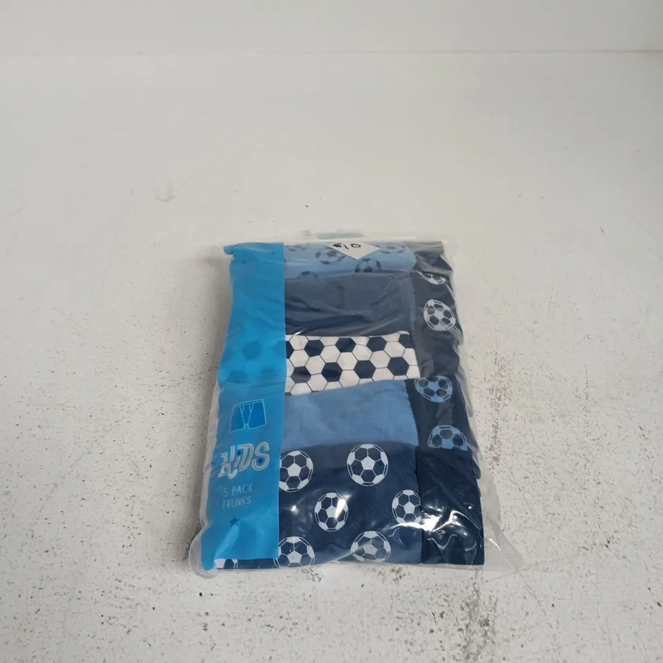 KIDS 5 PACK TRUNKS BLUE/WHITE AGE 14 YEARS