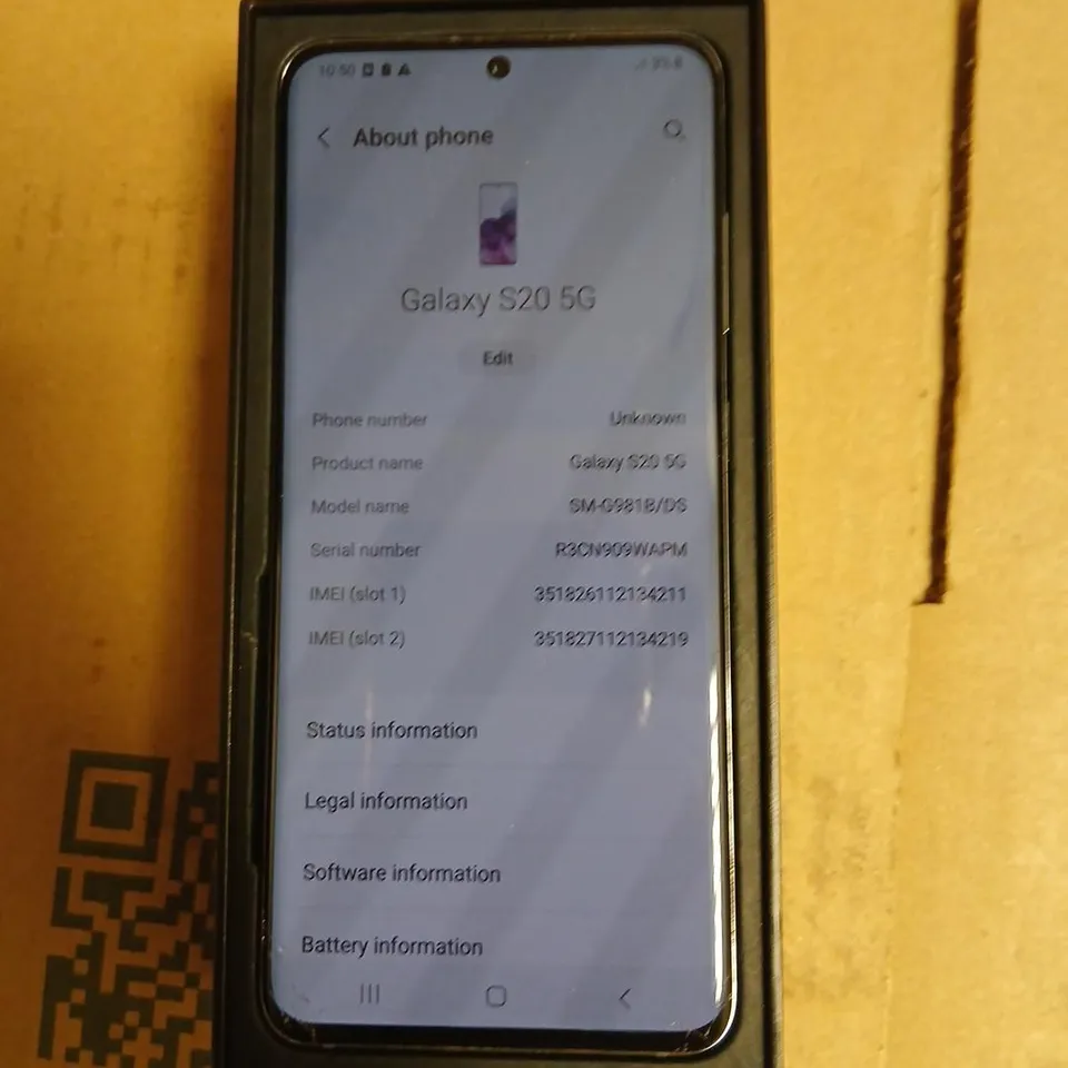 SAMSUNG GALAXY S20 5G SMARTPHONE