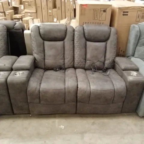 DESIGNER 2 SEATER LEATHER-LOOK POWER RECLINER CINEMA STYLE SOFA 