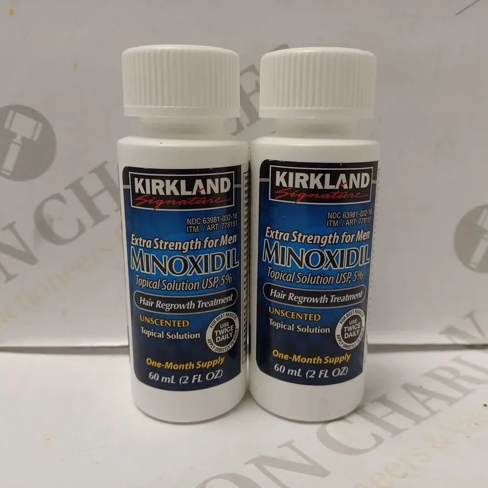 LOT OF 2 X 60ML (2 MONTHS SUPPLY) KIRKLAND MINOXIDIL HAIR REGROWTH TREATMENT 