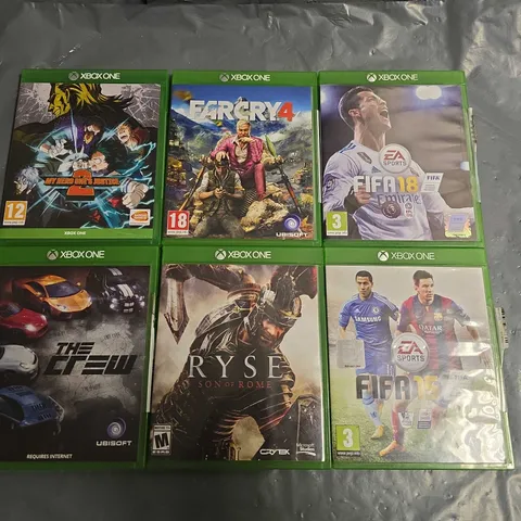 LOT OF 6 ASSORTED XBOX ONE GAMES TO INCLUDE FARCRY4, THE CREW AND FIFA 15