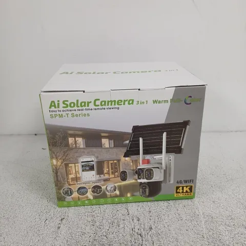 AI SOLAR CAMERA 3-IN-1 OUTDOOR SECURITY CAMERA – BOXED (MODEL T67)