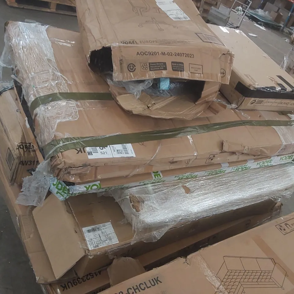 PALLET CONTAINING A LARGE QUANTITY OF ASSORTED DESIGNER FURNITURE PARTS 