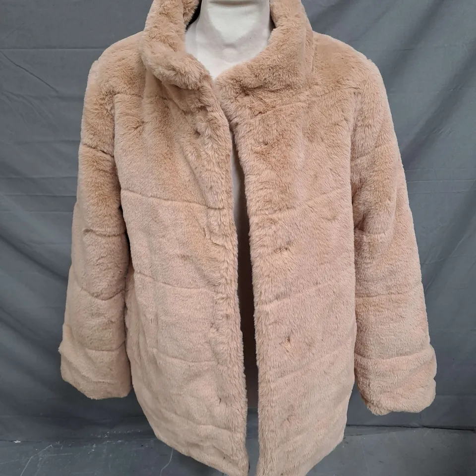 CENTIGRADE BUNNY FAUX FUR JACKET IN CAMEL SIZE M