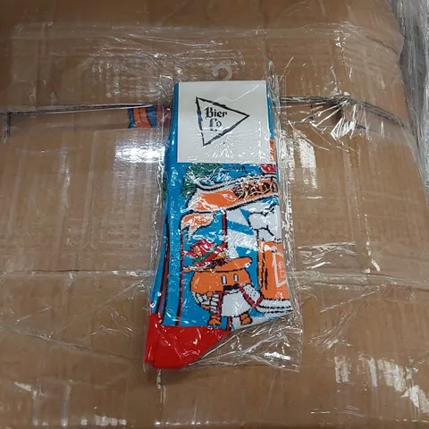 BOX OF BRAND NEW BIER CO OKTOBERFEST SOCKS // APPROXIMATELY 320 PAIRS (1 BOX)