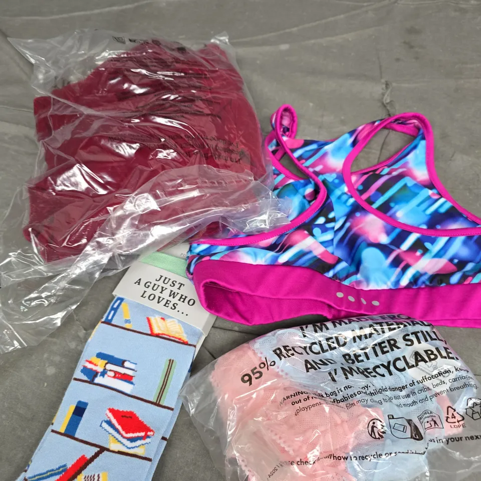 APPROXIMATELY 25 ASSORTED CLOTHING PRODUCTS IN VARIOUS STYLES & SIZES TO INCLUDE JACKETS, T-SHIRTS, DRESSES ETC