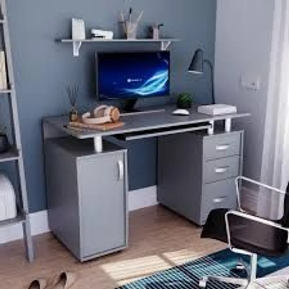 BOXED JAIMELYN RECTANGLE COMPUTER DESK - GREY (2 BOXES)