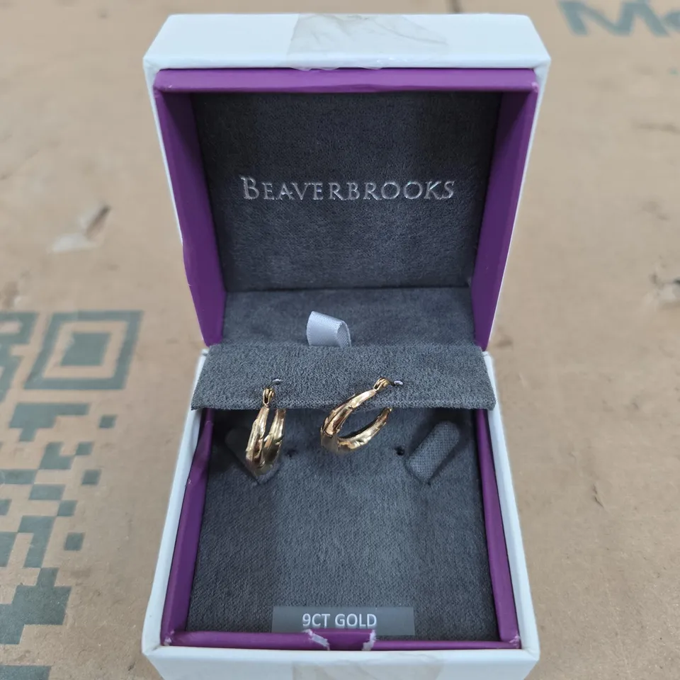BEAVERBROOKS 9CT GOLD HOOP EARRINGS 