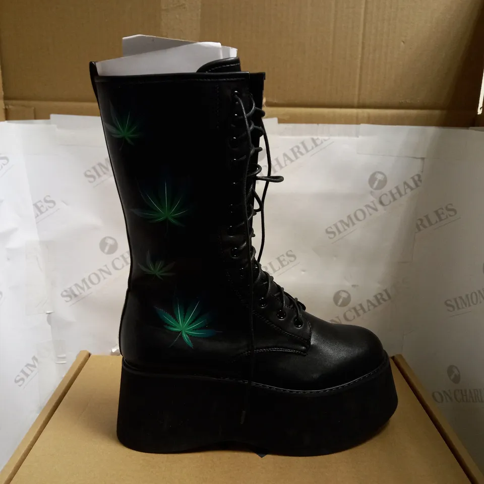 KOI VEGAN FADED HAZE PLATFORM BOOTS - BLACK SIZE 9