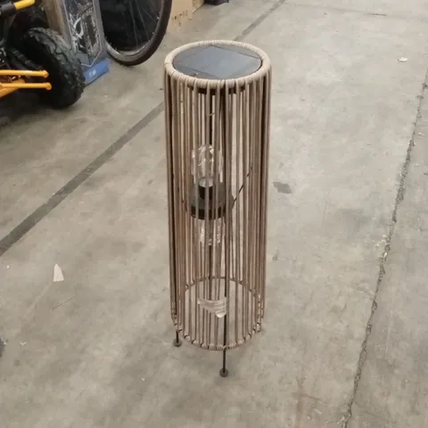 BOXED 68cm TALL RATTAN SOLAR LANTERN