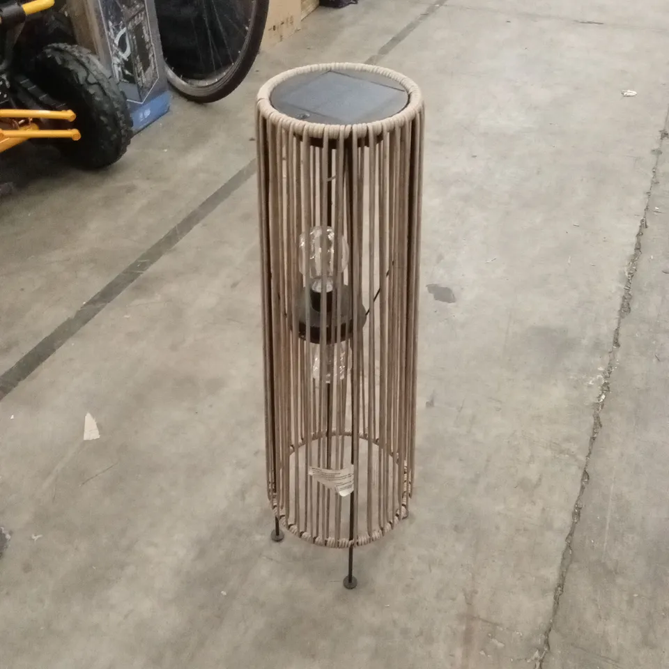 BOXED 68cm TALL RATTAN SOLAR LANTERN