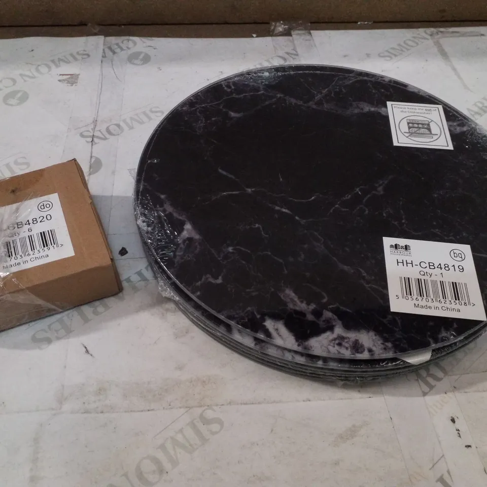 HARBOUR HOUSEWARES 12PC ROUND GLASS TABLE SET - PLACEMATS & COASTERS