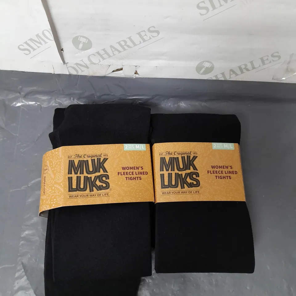 LOT OF 4 PAIRS OF MUK LUKS LADIES FLEECE LINED TIGHT BLACK SIZE M/L