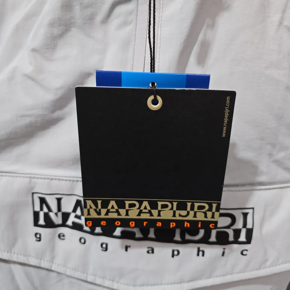 NAPAPIJRI GEOGRAPHIC LIGHT GREY WINDBREAKER JACKET, MEN'S XXL