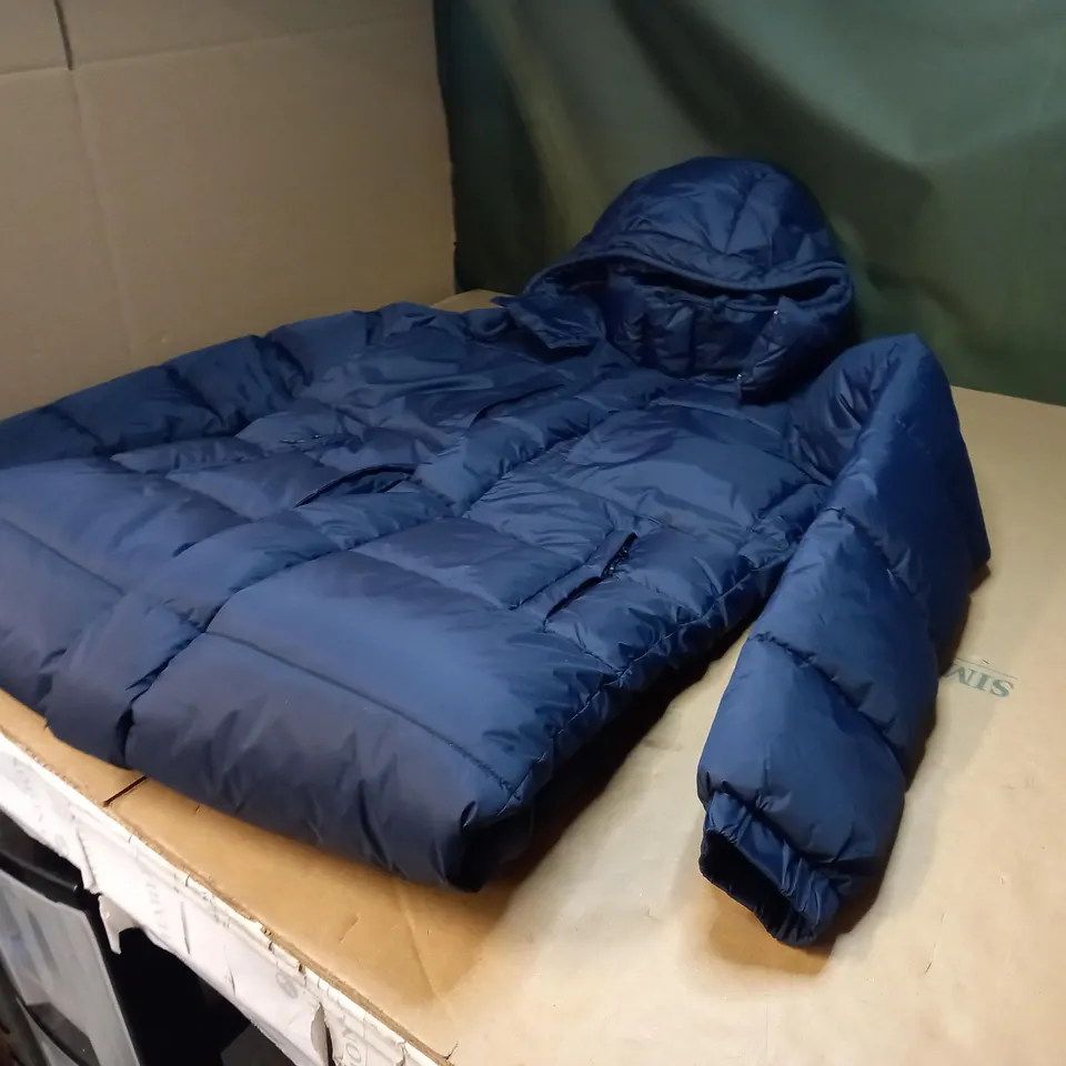 SUPERDRY ECLIPSE NAVY SHORT DOWN HOODED JACKET - SIZE S