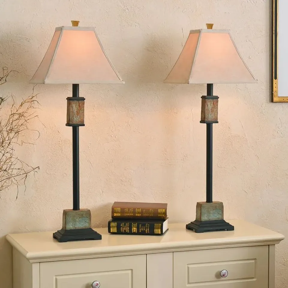 RANDLE 81 28CM BLACK NATURAL SLATE BUFFET LAMP