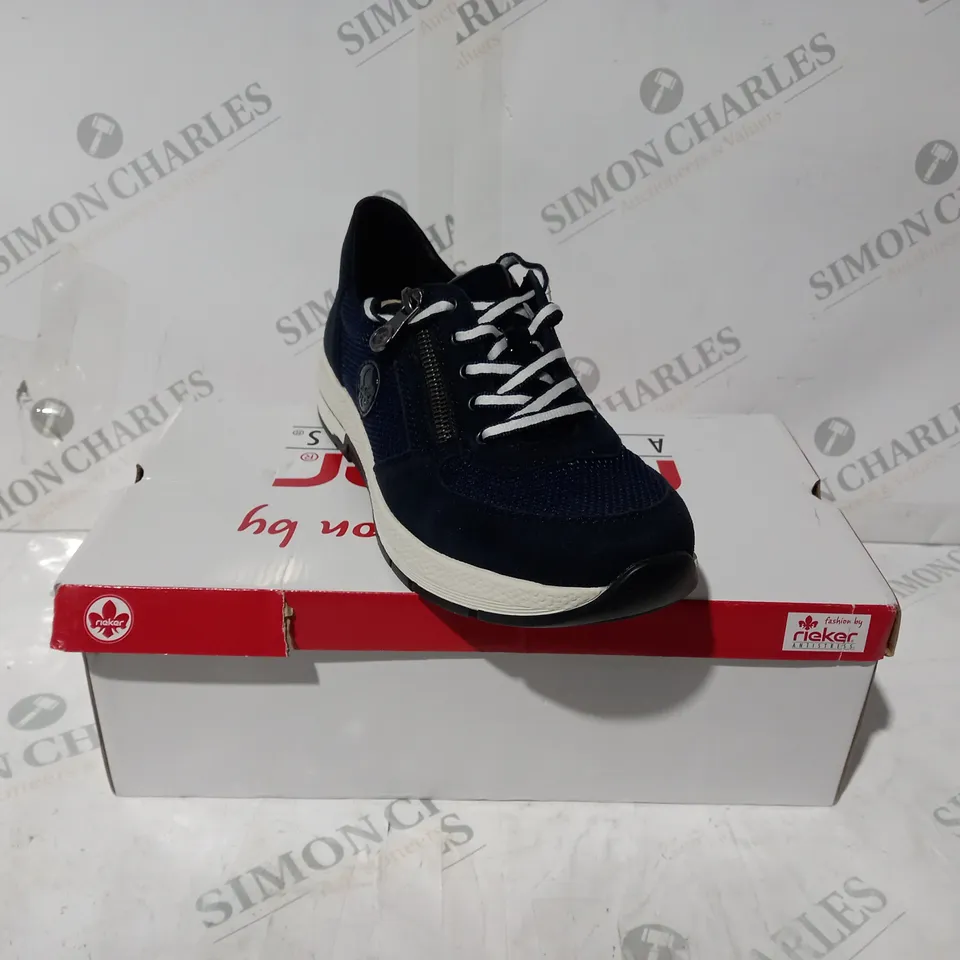 BOXED PAIR OF RIEKER LACE TRAINERS IN NAY UK SIZE 6