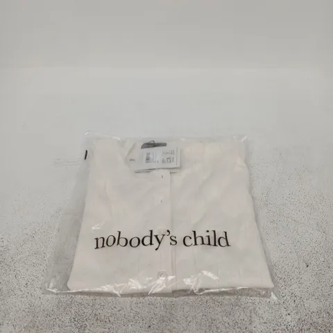 NOBODYS CHILD WHITE ERIN POINTELLE CARDIGAN SHORT SLEEVE MEDIUM