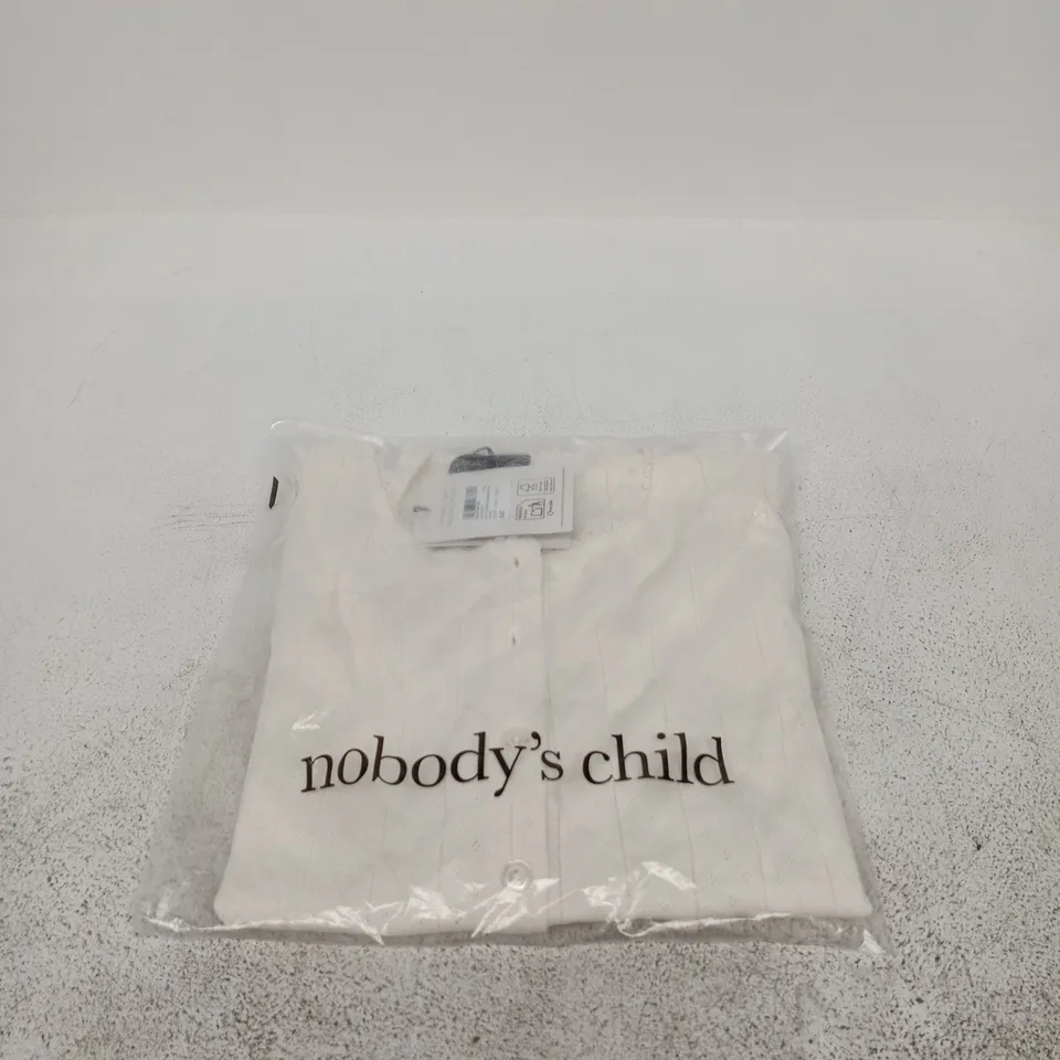 NOBODYS CHILD WHITE ERIN POINTELLE CARDIGAN SHORT SLEEVE MEDIUM