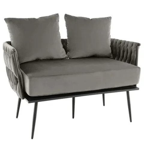 BOXED COSTWAY MODERN LOVESEAT SOFA UPHOLSTERED DUTCH VELVET SOFA COUCH - GREY