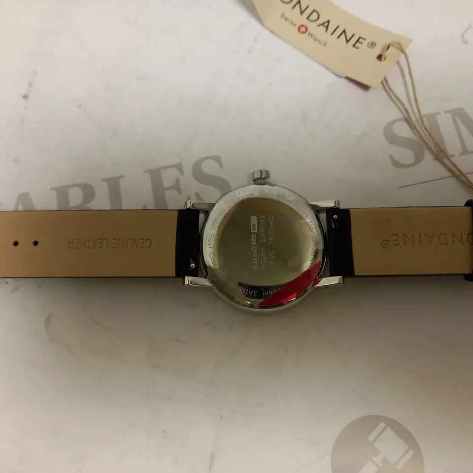 MONDAINE LEATHER STRAP WATCH