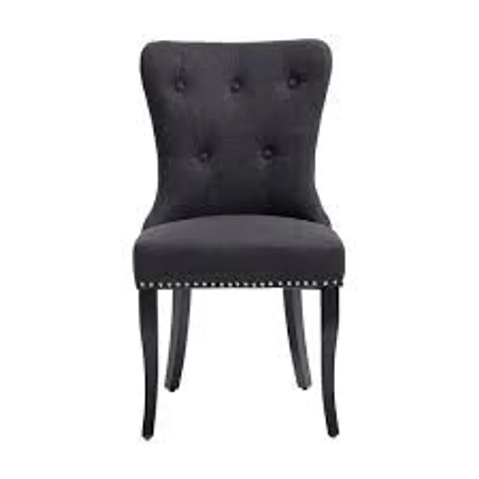 BOXED WARWICK VELVET PAIR OF STANDARD DINING CHAIRS - CHARCOAL/BLACK - COLLECTION ONLY