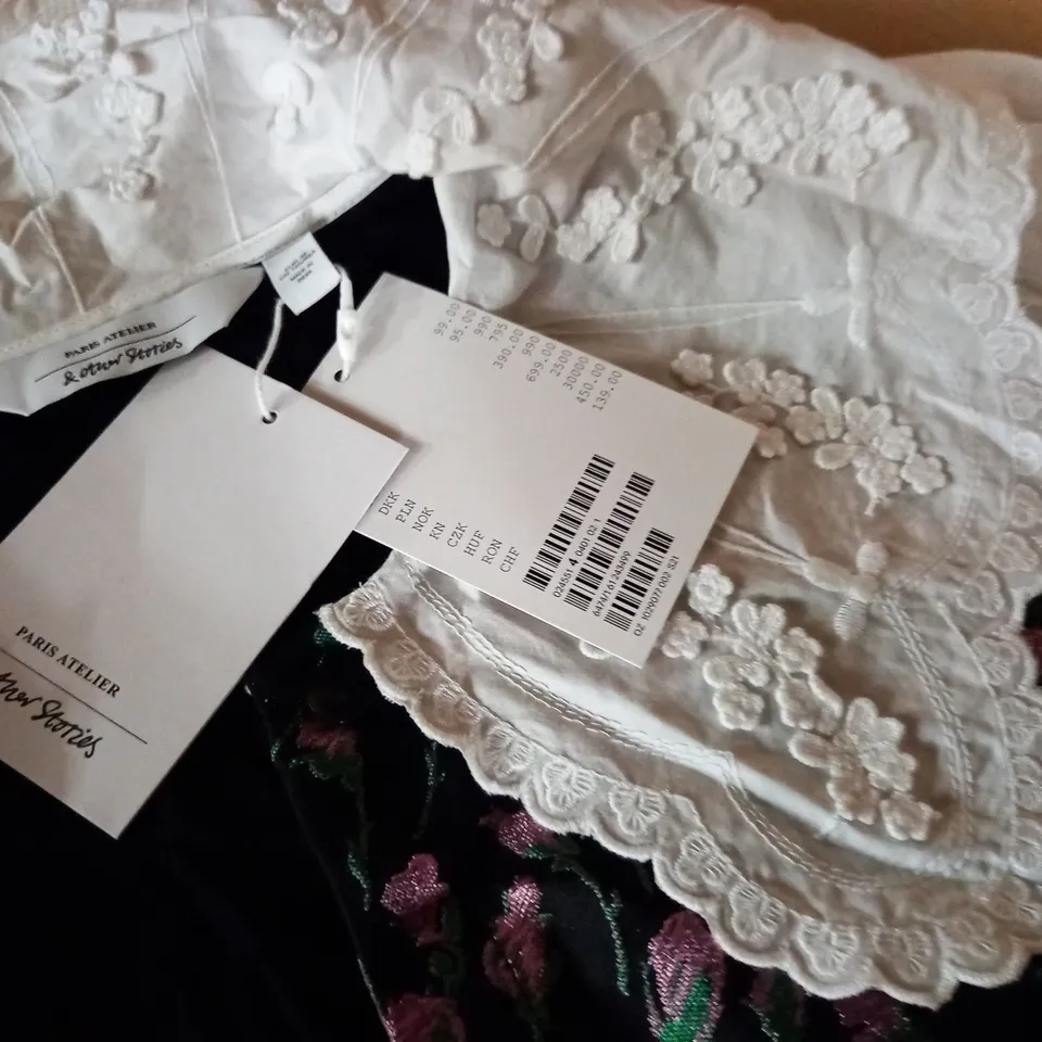 & OTHER STORIES FLORAL SLEEVED DRESS WITH OVERSIZED COLLAR - EUR 38
