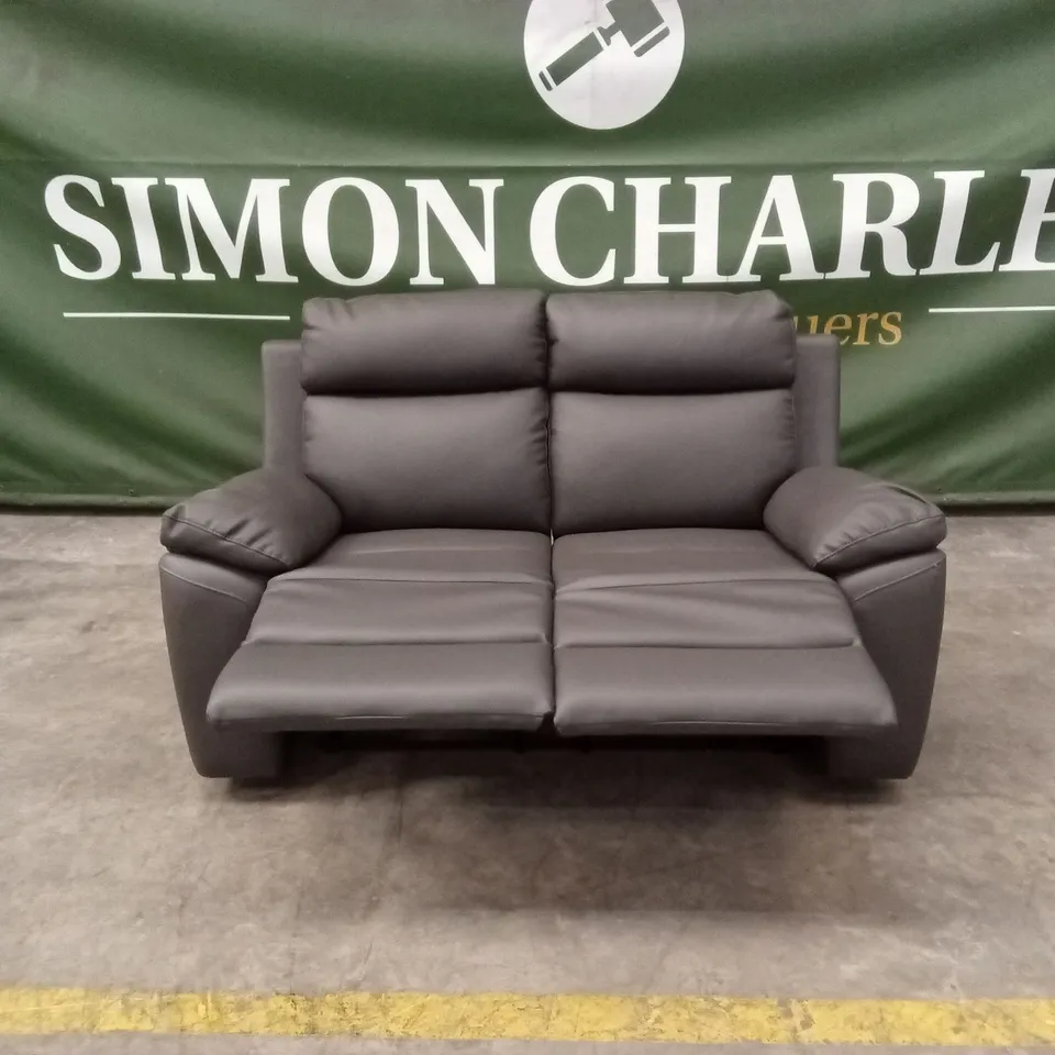 EDISON 2 SEATER LUXURY FAUX LEATHER MANUAL RECLINER SOFA - CHARCOAL RRP £649