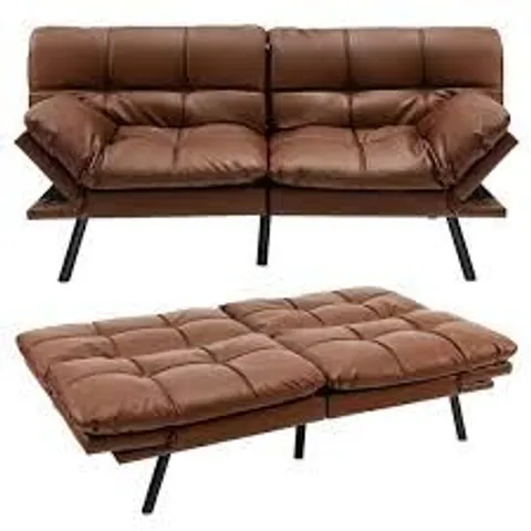 BOXED COSTWAY 2 SEATER BROWN CONVERTIBLE SOFA BED