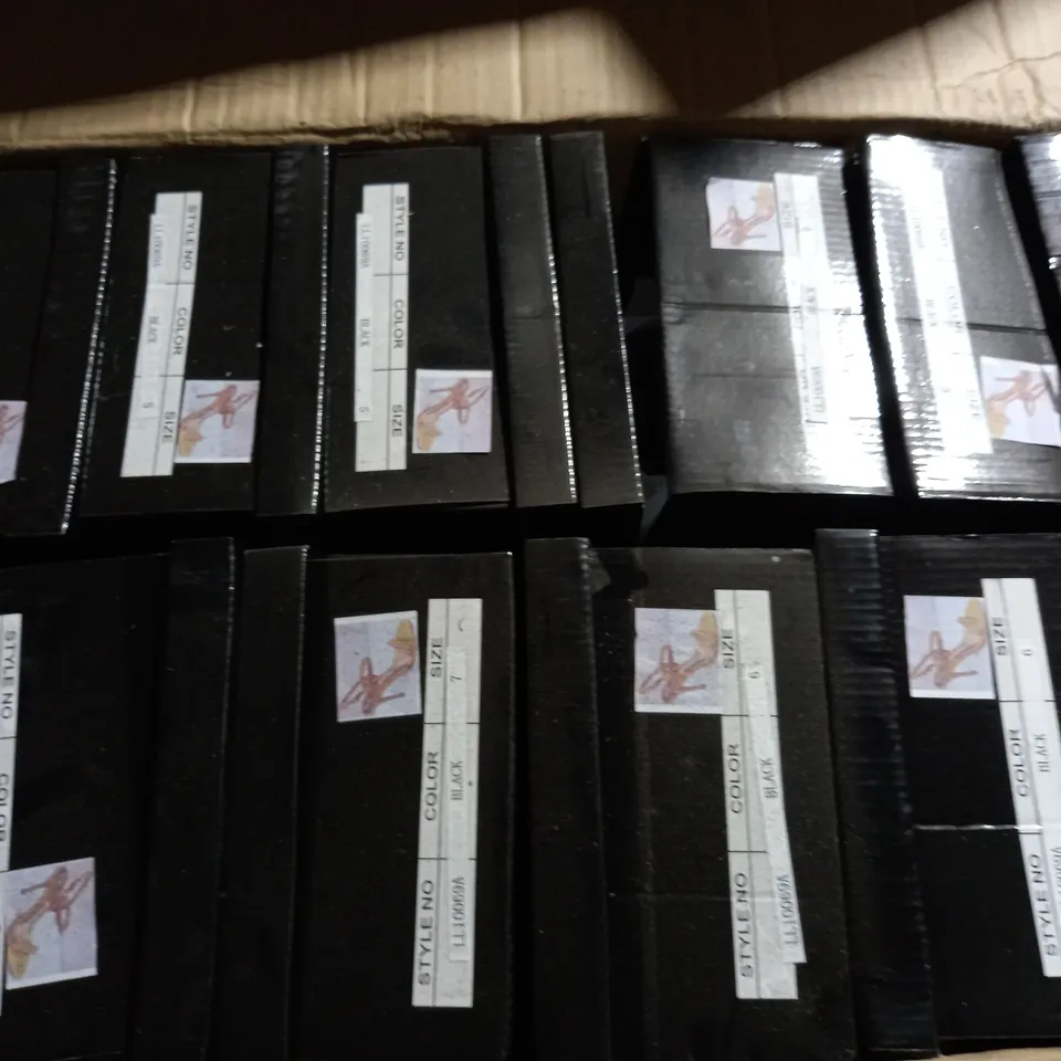 APPROXIMATELY 10 BOXED PAIRS OF GEMZ BLACK STILETTO SANDALS IN VARIOUS SIZES TO INCLUDE SIZE 5 