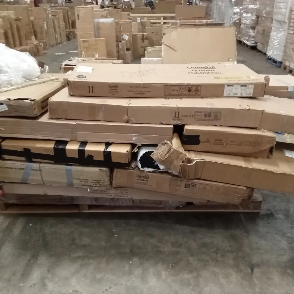 PALLET OF ASSORTED INCOMPLETE FURNITURE PARTS AND PIECES