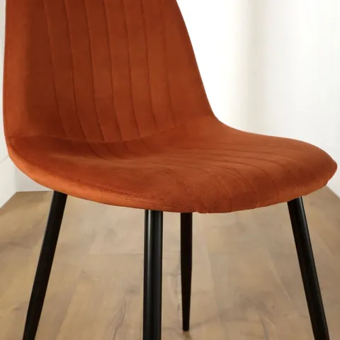 BOXED BROOKLYN DINING CHAIR, BURNT ORANGE CLASSIC VELVET & BLACK STEEL