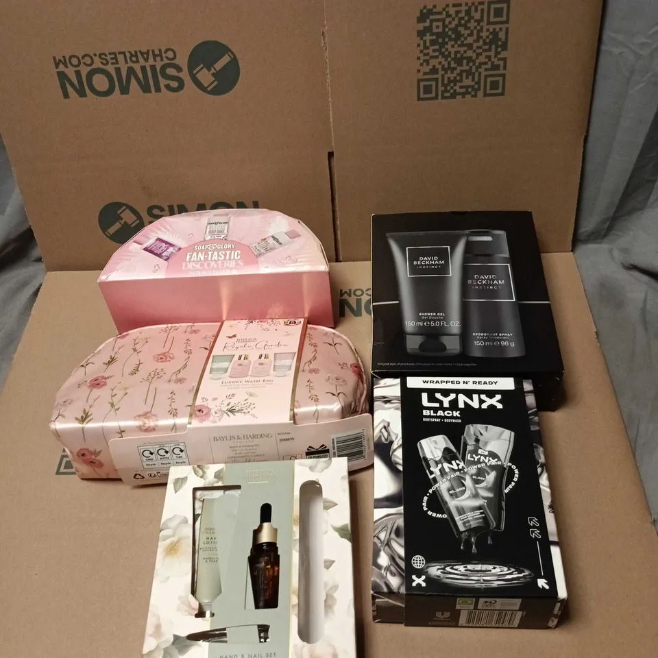 BOX OF APPROXIMATELY 25 ASSORTED COSMETIC ITEMS/BOX SETS TO INCLUDE DAVID BECKHAM, LYNX, SOAP AND GLORY, BAYLIS AND HARDING, SERENITY COLLECTION ETC