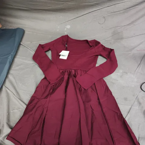 NOBODY'S CHILD PENNI RED BOAT NECK JERSEY POPLIN MINI DRESS, UK 10 (EU 38, USA 6)