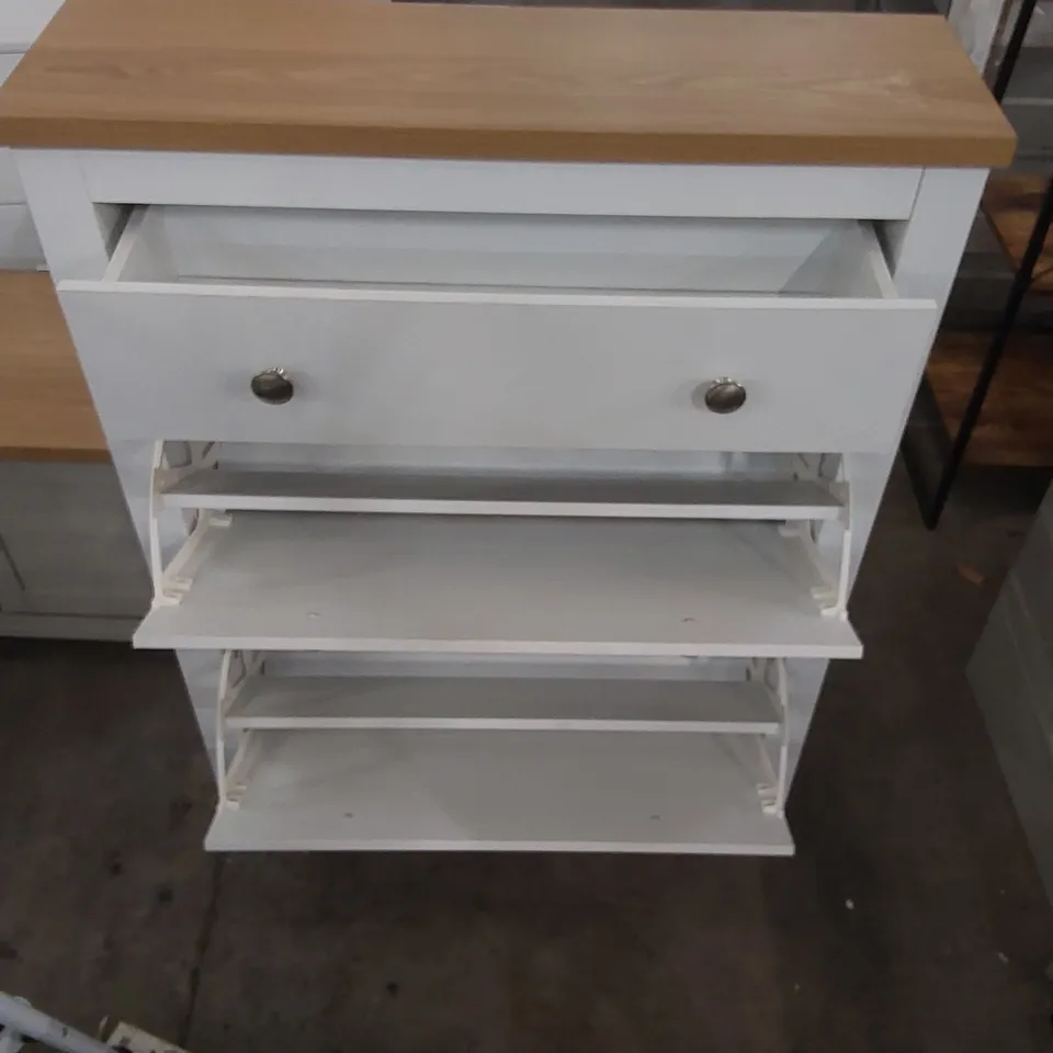 WOODEN SHOE STORAGE CABINET - WHITE